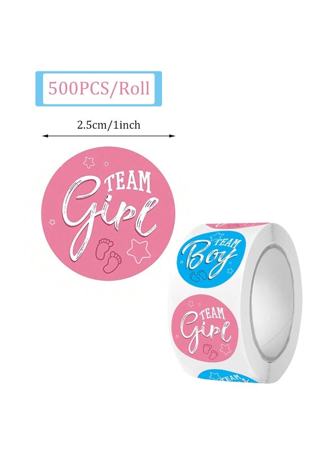 JAYATO 500 PCS Gender Stickers for Boys and Girls, 2.5 cm Detachable Waterproof Round Labels for Gender Reveal Party - Image 1